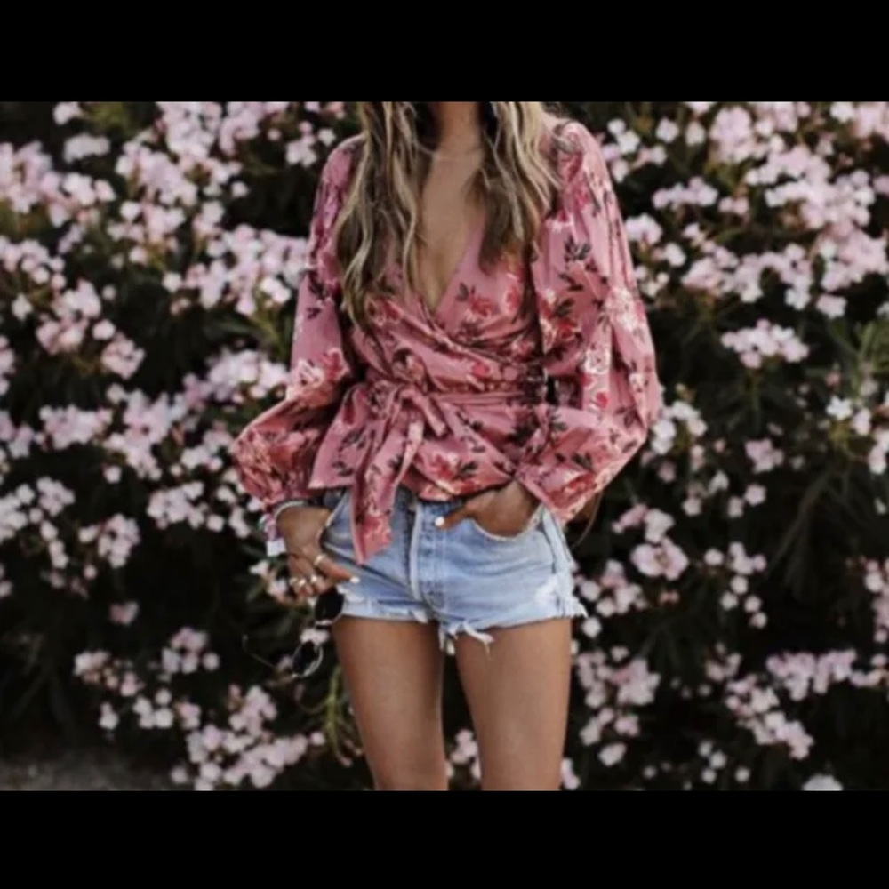 Lovers and Friends Floral Wrap Top